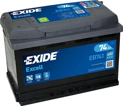 Produktbild von Exide Excell EB741, Plombierte Bleisäure (VRLA), 74 Ah, 12 V, 680 A, Auto, Wartungsfrei