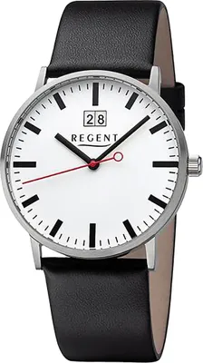 Produktbild von Regent Leder Herren Uhr Armbanduhr Quarz schwarz Lederarmband D2URF1266