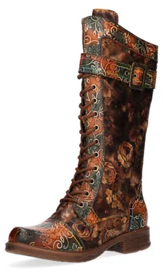 Immagine prodotto di Stivali da donna Laura Vita in pelle con motivo floreale multicolore, modello Anitao 21, taglia: 39 EU, colore: marrone