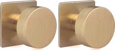 Immagine prodotto di Natural Goods Berlin maniglie per mobili rotonde ACHSE, pomelli per mobili con ⌀35mm, pomelli per armadi adatti a spessori di ante di 15-22mm, maniglie per armadi da cucina, cassettiere, credenze ecc., oro (spazzolato), 2 pezzi
