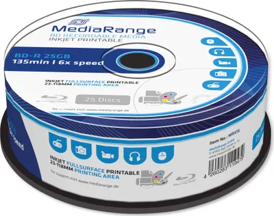 Produktbild von MediaRange BD-R 25 GB, Blu-ray-Rohlinge, (6-fach, 25 Stück)