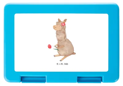 Produktbild von Mr. & Mrs. Panda Bento Box Alpaka Blume - Weiß - Geschenk, Bentobox, Aufbewahrungsbox essen, Spruch, Vesperbox, Lunchbox, Lama, Lamas, Brot
