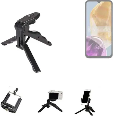 Produktbild von K-S-Trade Stativ Tisch-Ständer Dreibein Handy-Stativ Ständer kompatibel mit Samsung Galaxy M15 5G Prime Mini-Stativ Smartphone Tripod Handy-Stativ