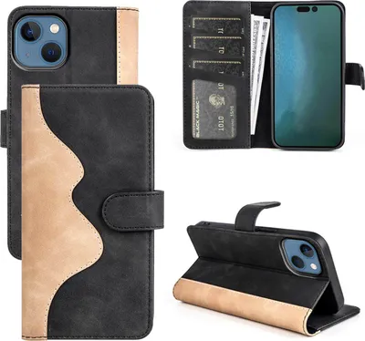 Image de Étui de protection en simili cuir noir pour Apple iPhone 14