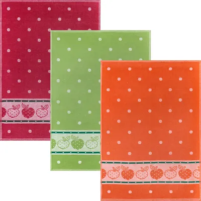 Produktbild von Kracht Geschirrtuch Äpfel" 3er-Pack rot/grün/orange 50x70 cm"