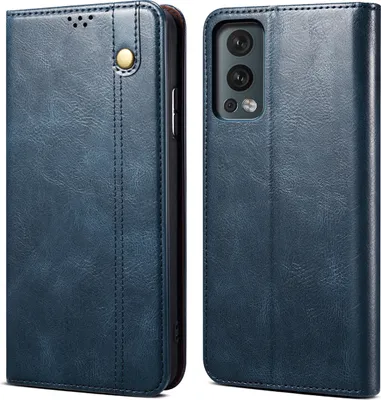 Produktbild von OnePlus Nord 2 5G Hülle, Leder Flip Brieftasche Schutzhülle für OnePlus Nord 2 5G Blau