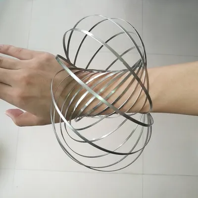 Produktbild von Fidget Spinner Spielzeug Flow Ring Edelstahl Frühling Armband Stress Reducer für Kinder und Erwachsene, 14 Kreise