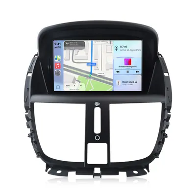 Obrázok produktu pre Hexinex 7" autorádio s Androidom 15, kompatibilné s Carplay a Android Auto, 2+64GB pamäte, určené pre modely Peugeot 207 (2006-2015), s GPS navigáciou, Wi-Fi, Bluetooth, ovládaním z volantu (SWC), FM rádiom, RDS, DSP a 2DIN formátom, s USB portom a podporou DAB+