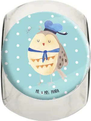 Produktbild von Mr. & Mrs. Panda Kaffeedose Eule Matrose L 870ml - Türkis Pastell - Geschenk, Vorratsbehälter, aufbewahrungsglas, Kapitän, Owl, Teedose, Freundin, gewürzglas