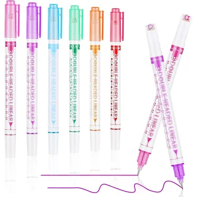 Immagine prodotto di Set di 6 pennarelli con doppia punta, inclusa una punta a pennello, in colori pastello, ideali per il journaling e lo scrapbooking