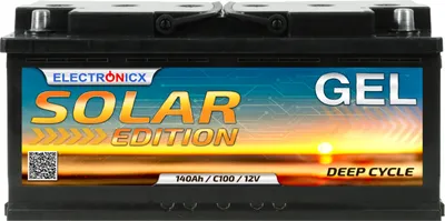 Produktbild von Solarbatterie 12V 140AH Electronicx Solar Edition GEL Batterie Solar Akku Versorgungsbatterie stromspeicher photovoltaik Camping Solaranlage Gartenhaus…