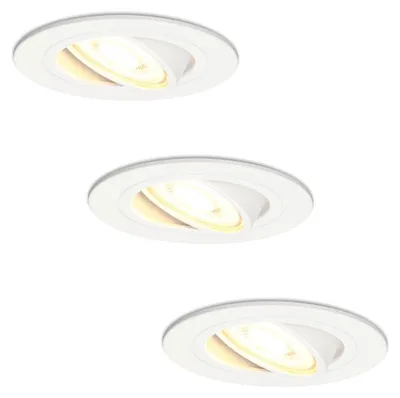 Produktbild von hoftronic LED Einbaustrahler 4W 345lm 2700K Dimmbar Schwenkbar Weiß 3er Set