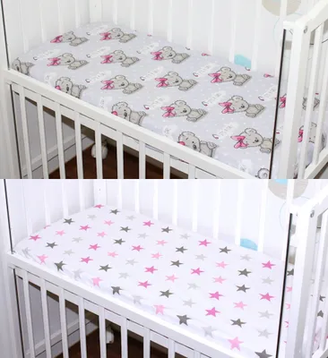 Produktbild von Spannbettlaken 2er- Pack für Baby Beistellbett Wiege Bettlaken 40x90 Baumwolle - 25. Girl + Star Rosa