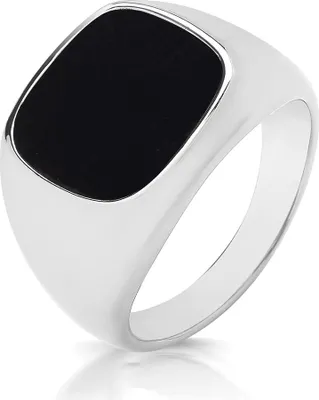 Produktbild von Modischer 925 Sterling Silber Herren - Monarchenring / Siegelring mit Onyx, 57 (18.1); TRS33156RSP