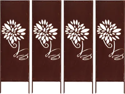 Produktbild von 4x Sichtschutz Metall - 160 cm x 50 cm - Edelrost - Rostoptik Sichtschutz für Garten - Sichtschutzelement - Sichtschutzwand - Gartendekoration Zaun ROST