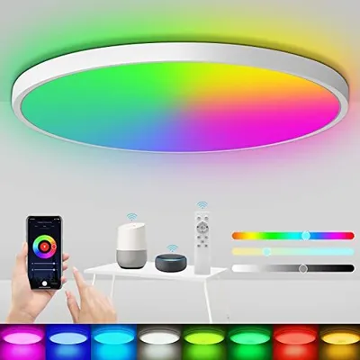 Produktbild von LED -Deckenlicht, dimmbar, Alexa Light Fernbedienung, 24 W 2400 LM RGB Farbwechselplatte, WiFi App Controllable Smart Lamp Wohnzimmer,