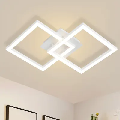 Image de ZMH - Plafonnier LED blanc, luminaire de plafond pour chambre à coucher, lumière blanche chaude, éclairage de plafond orientable, design géométrique, 24 W, pour cuisine, couloir, bureau