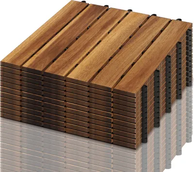 Zdjęcie produktu dla karpal 11x płytki drewniane 30x30cm płytki balkonowe z drewna akacjowego, idealne płytki na taras ogrodowy balkon taras (6 listew | 1 m²)