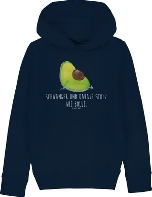 Produktbild von Mr. & Mrs. Panda Kinderpullover Avocado Schwangerschaft 5-6 Jahre (110/116) - French Navy - Geschenk, Liebe, Kinderbekleidung, Kapuzen-Sweatshirt, Kapuzenpulli, Hoodie