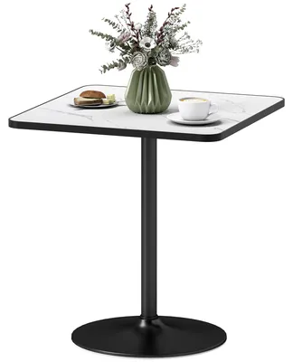 Produktbild von Esstisch fš¹r 4 Personen, moderner Kš¹chentisch mit Marmoroptik-Platte und rundem Fu?, 70 x 70 cm, wei?