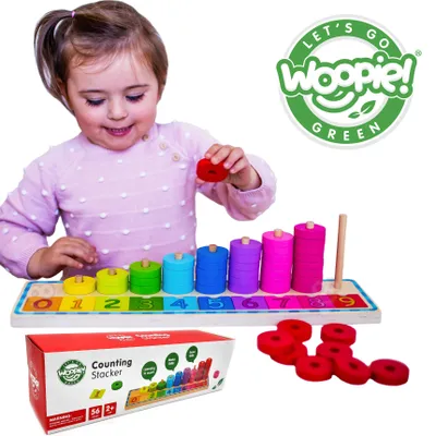Obrázek produktu pro WOOPIE GREEN Skládačka Učení Počítání a Barev Montessori 56 ks.