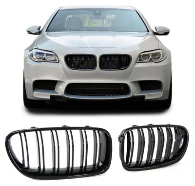 Sport Kühlergrill Doppelsteg SCHWARZ GLANZ passend für BMW 5er F10 F11 2010-2017 – Produktansicht