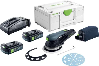 Zdjęcie produktu dla Festool ETSC 2 150-Basic akumulatorowa szlifierka oscylacyjna bezszczotkowa 18 V 150 mm + 2x akumulator 3,0 Ah + ładowarka + systainer