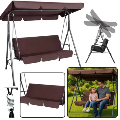 Image de Balançoire de jardin pour trois personnes Coussin de balançoire Matelas Marron