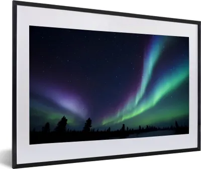 Produktbild von MuchoWow® MuchoWow® Gerahmtes Poster Nordlichter - Park - Kanada 60x40 cm - Poster mit zchwarzem Bilderrahmen - Schlafzimmer - Plakat in Rahmen - Drucken
