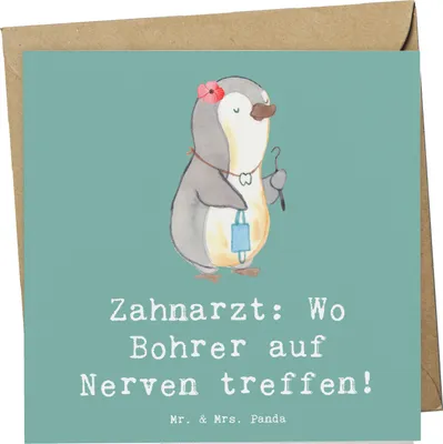 Produktbild von Mr. & Mrs. Panda Grußkarte Zahnarzt Nerven - Meeresbrise - Geschenk, Zahnpflege, faltkarte, Klappkarte, doppelkarte, Berufspassion, Zahnheilkunde, Präzision, Beruf