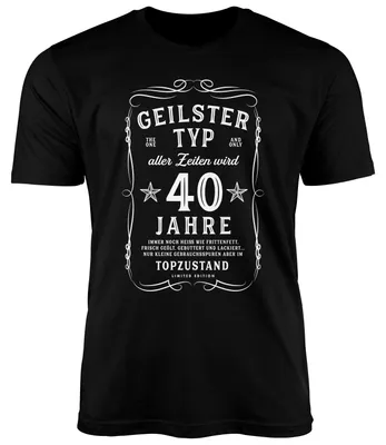 Produktbild von Herren T-Shirt Geburtstag Spruch lustig Geilster Typ aller Zeiten Geschenk für Männer MoonWorks® 40 Jahre schwarz L