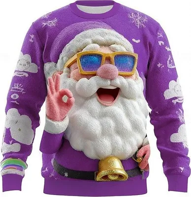 Produktbild von ASKSA Herren Weihnachts Pullover WeihnachtenTops Rundhals Langarm Sweatshirt Sweat Weihnachtsparty Style Pulli,Lila,3XL
