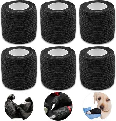 Immagine prodotto di Bende elastiche autoadesive, confezione da 6 pezzi, 5 cm x 4,5 m, adatte per impugnature di tatuaggi e per attività sportive