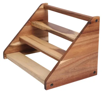 Obrázok produktu pre Regál na korenie z akáciového dreva, 3-poschodový, rozmer 23,8 x 38,5 x 23,8 cm, sada 2 kusov