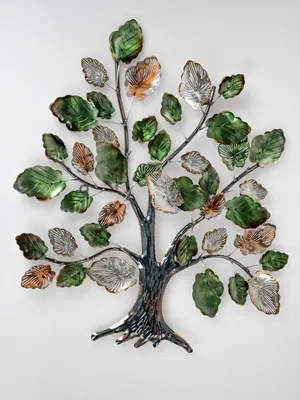 Produktbild von Wanddeko, Wandbild BLÄTTERBAUM 60x70cm grün braun aus Metall Formano