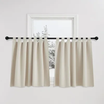Obrázek produktu pro Sada dvou zatemňovacích závěsů, rozměry 140 x 120 cm, světle béžová barva, s poutky