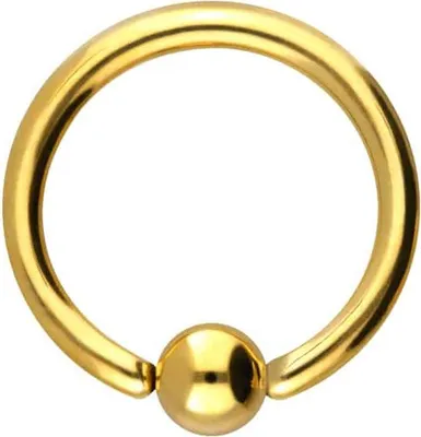 Produktbild von Chirurgenstahl O-Ring KUGEL - biegbar Gold Innendurchmesser: 8mm + Stabstärke: 1,2mm