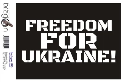 Produktbild von Aufkleber / Autoaufkleber - JDM / Die cut / Auto / OEM - freedom for ukraine! - 200x90mm weiß - Heckscheibe / Heckscheibenaufkleber