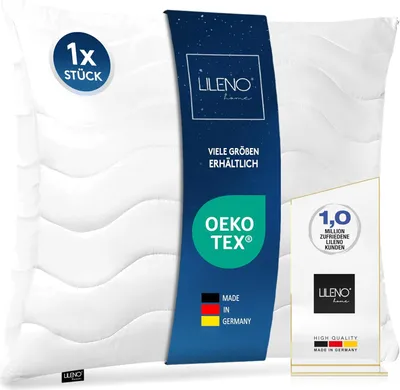 Produktbild von LILENO HOME Kopfkissen 80x80 cm [1er Set] HART mit 1.200g Kissen-Füllung - Bett oder Deko Kissen Reißverschluss zum Anpassen Waschbar bis 95°