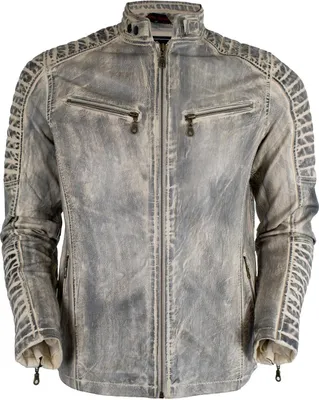 Produktbild von Herren Bikerjacke Gesteppt Vintage Retro Weiß Biker Jacke Somerjacke Lederjacke(3XL)
