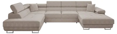 Produktbild von MIRJAN24 Wohnlandschaft Torezio Bis Cord, Stilvoll Eckcouch mit Bettkasten und Schlaffunktion, Einstellbare Kopfstützen, 346x203x70-90 cm (Farbe: Poso 03, Seite: Links)