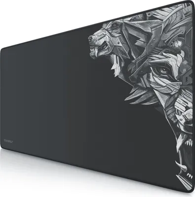 Image de Tapis de souris Titanwolf Gaming XXL, 900 x 400 x 3 mm, sous-main, lavable, dos antidérapant, vitesse & précision, motif de loup à droite