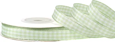Produktbild von Karoband 10mm, 10 Meter, Farbe:pastellgrün 324