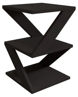Image de Table d'Appoint - Avec Étagères - 30 x 54 x 30 cm - Noir