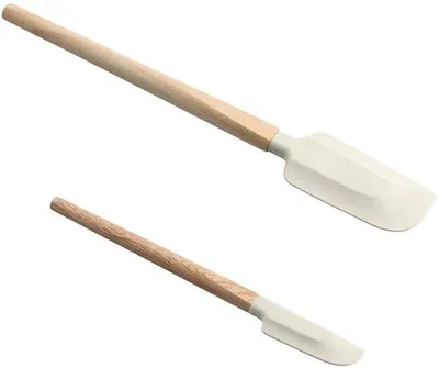 Productafbeelding van Siliconenschuurset - 2-delig - Houten handvat - Multifunctioneel