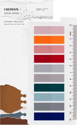 Produktbild von Ordinate-Autumn Twilight Selbstklebende Notizzettel mit Lineal Haftstreifen, Haftnotizen, sticky notes, Index Tabs klebezettel, stationary supplies