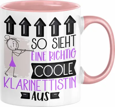 Produktbild von Klarinettistin Geschenk Tasse Geschenkidee für Klarinettistin Geburtstag Weihnachten Spruch So Sieht Eine Richtig Coole Klarinettistin Aus Kaffee-Becher  (Rosa)