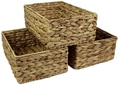 Obrázok produktu pre Sada 3 ručne vyrobených úložných košíkov z vodnej hyacinty