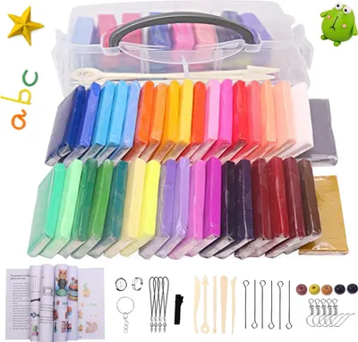 Produktbild von Polymer-Ton-Set, Modellier-Ton-Werkzeuge und verschiedenes Zubehör, antihaftbeschichtet, ungiftig, ideales DIY-Geschenk für Kinder