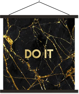 Produktbild von MuchoWow® Textilposter Zitate - Motivation - Gold - Marmor 90x90 cm mit schwarzem Rahmen - Magnetisches